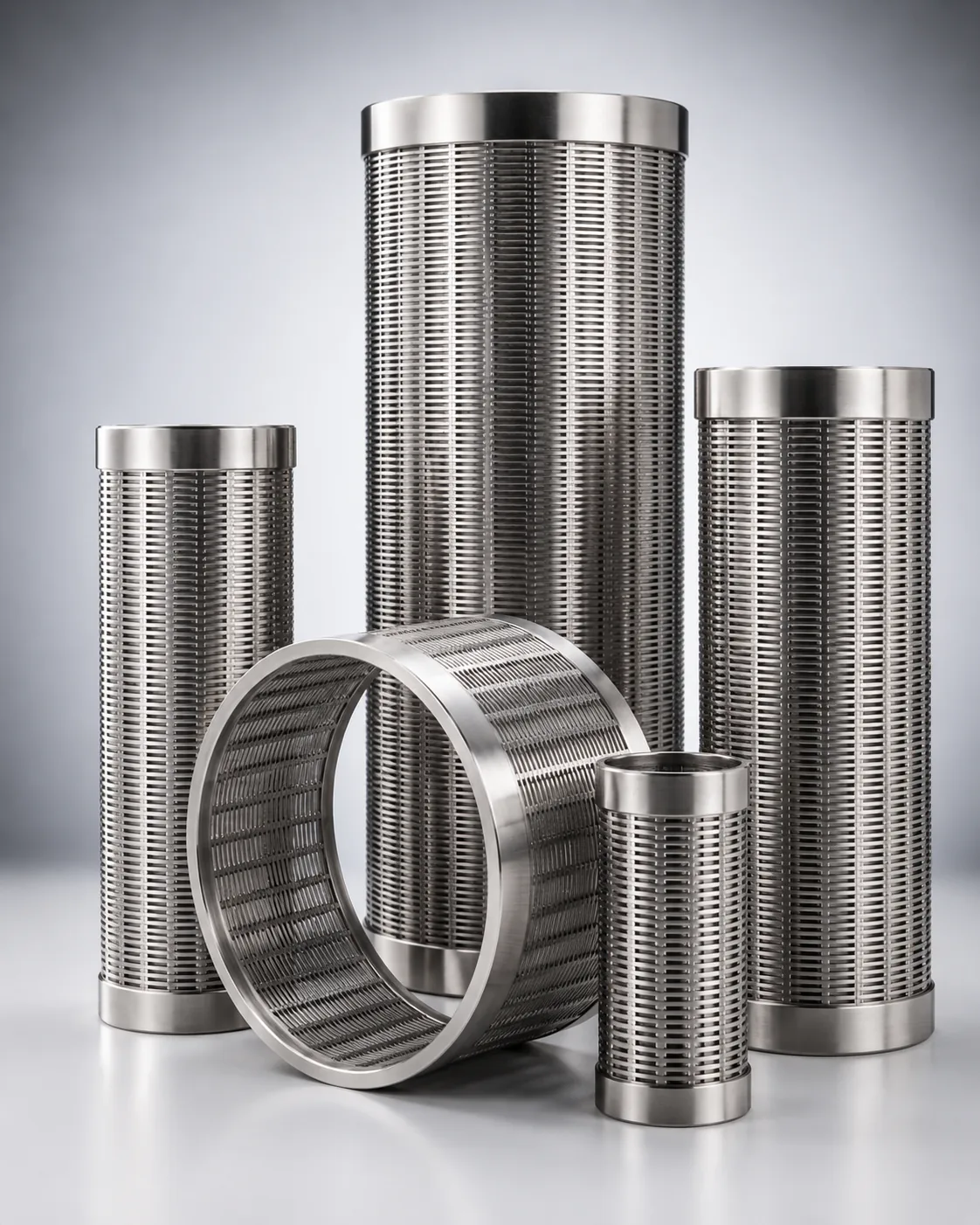 Stainless steel V-wire well screens in several diameters